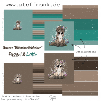 Patch / Aufnäher  - Smietz Pferd Hellbraun - Rosa Hintergrund